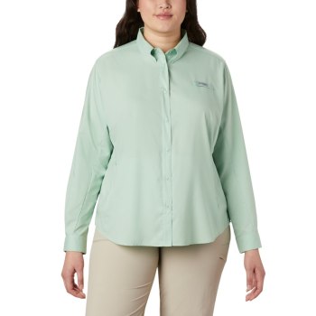 Columbia PFG Tamiami II Long Sleeve Plus Size, Camisa Verde Menta Para Mujer | 861074-LXY